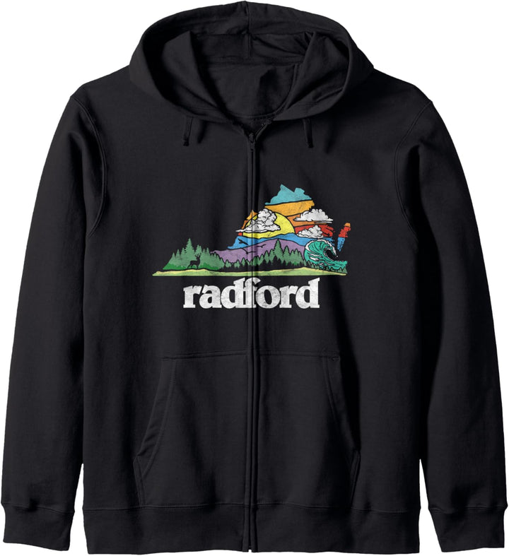 Radford Virginia Outdoors & Nature Lover Retro 80s Graphic Kapuzenjacke