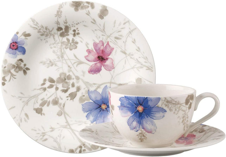 Villeroy &amp; Boch – Mariefleur Gris Basic Kaffee Set 18 teilig für 6 Personen, Kaffeeservice, Tafelser