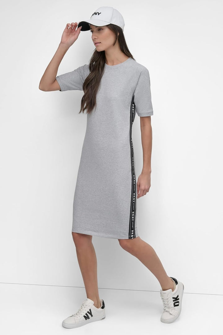 DKNY Damen Dropout Logo Sneaker Dress Lssiges Kleid S Pearl, S Pearl