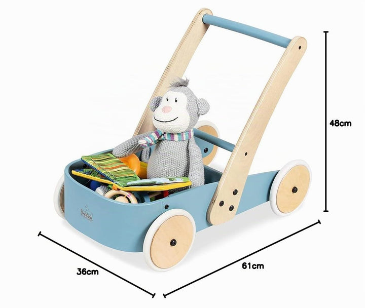 Lauflernwagen Fiete von Pinolino, mit durchdachtem Bremssystem, standfest, blau blau 1 Stück (1er Pa
