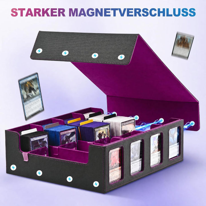Trading Card Storage Box für Commander Display, 2400+ MTG Deck Box mit 4 Top Loaders, TCG Card Case