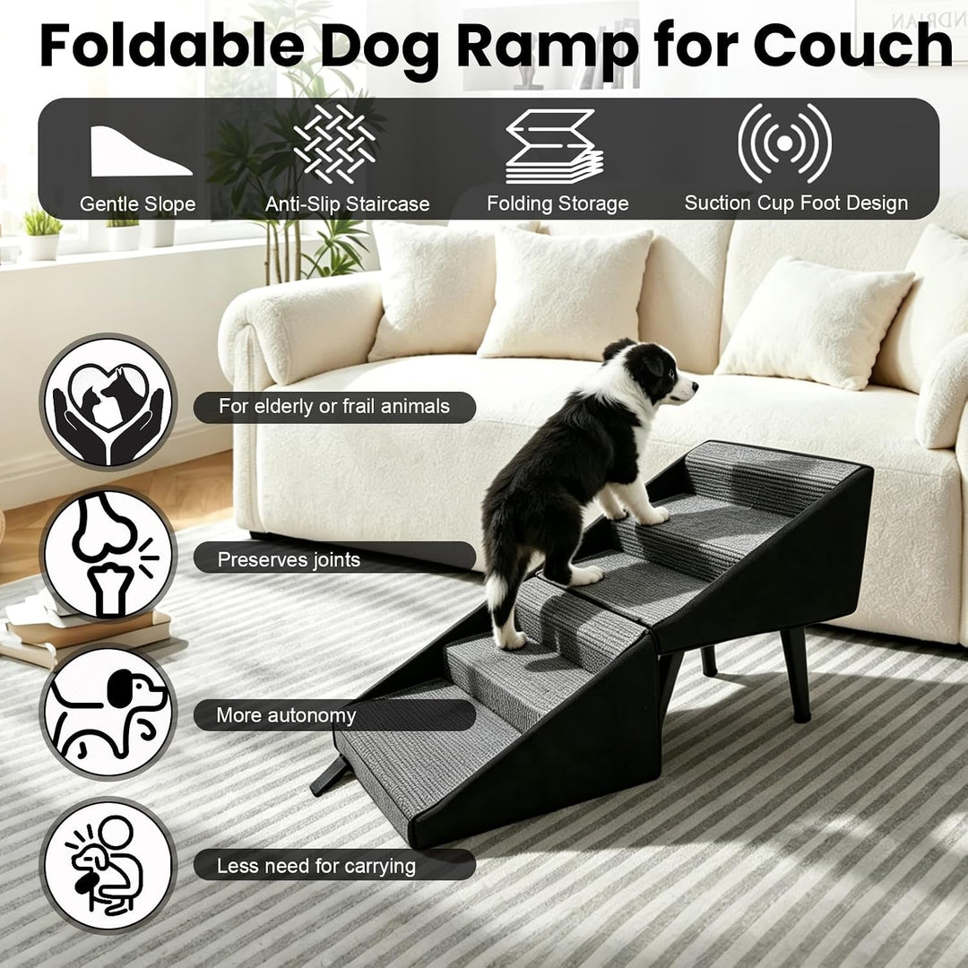 Hundetreppe Klappbar, 2 in 1 Multifunktional Hundetreppe und Geteilte Ottoman für Kleine &amp; Grosse Hu