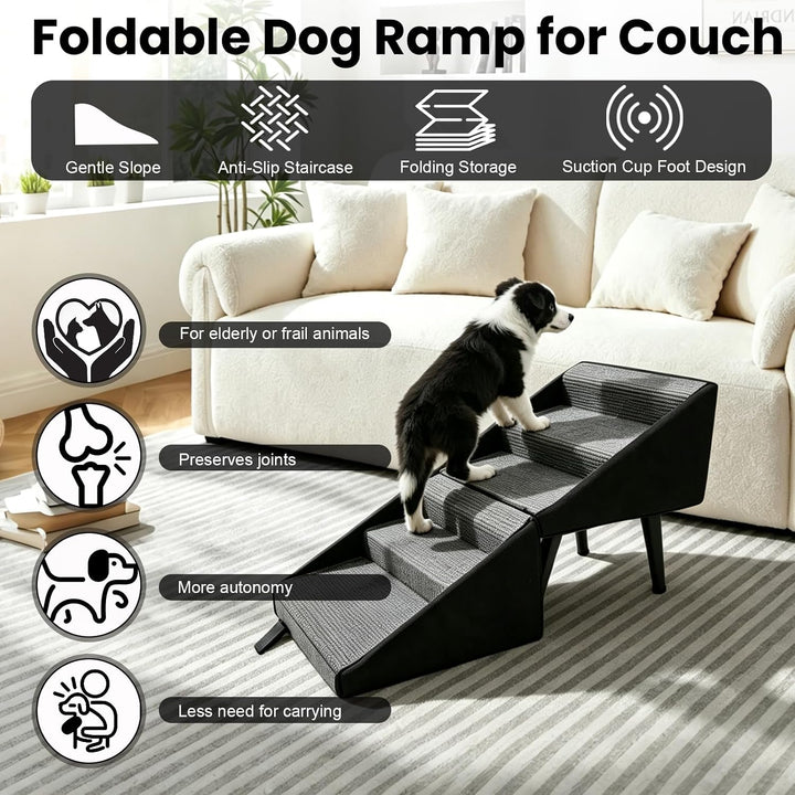 Hundetreppe Klappbar, 2 in 1 Multifunktional Hundetreppe und Geteilte Ottoman für Kleine &amp; Grosse Hu