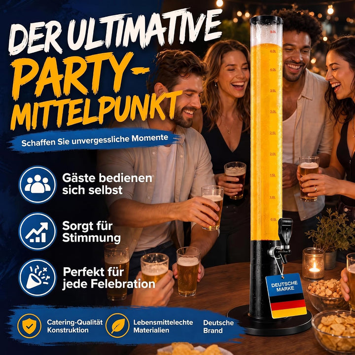 Bierzapfanlage &amp; Biersäule 5L – Premium Getränkespender &amp; Bierturm für Partys – Getränkesäule, Zapfs