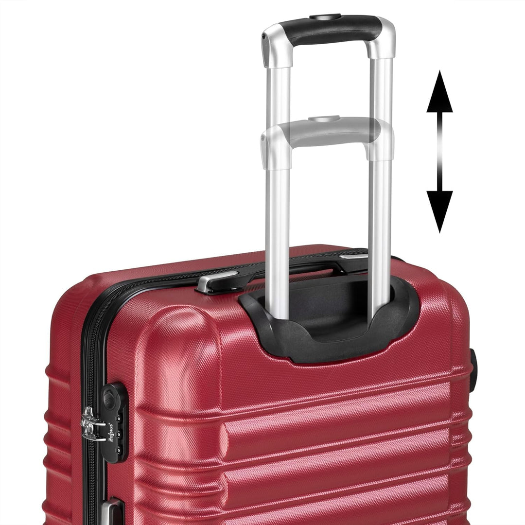 Zelsius Koffer Set 4 Stück, Rot | ABS Hartschalenkoffer mit Zahlenschloss, 4 Rollen und Innen Trennw