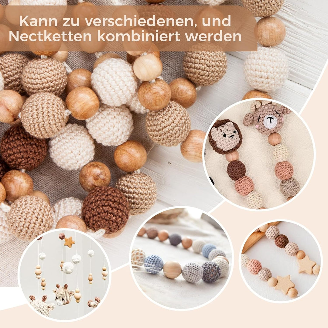 Buchenholz Perlen Selber Machen, Beech Holzperlen Rund Holzkugeln mit Loch zum Auffädeln, Holzperle