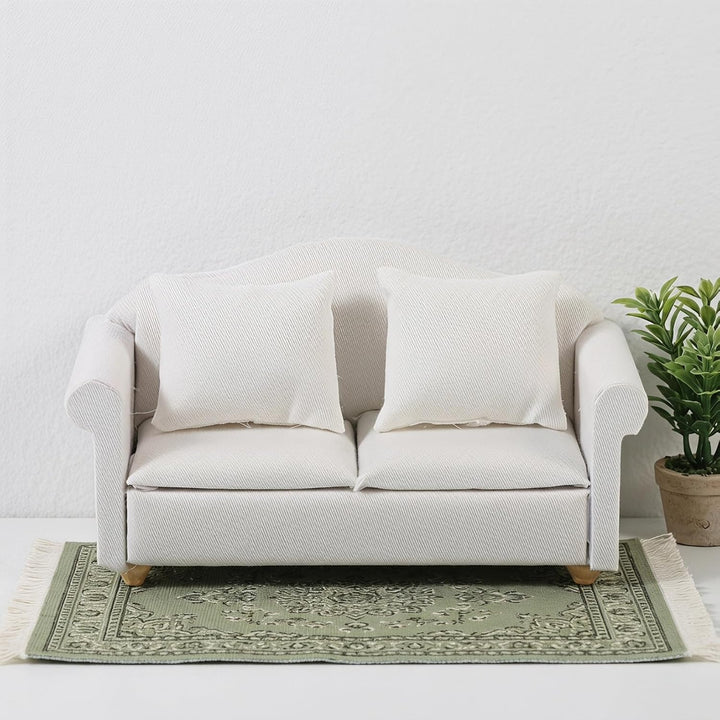 Toyvian Miniatursofa Weiss Stoff Sofa Für Puppenhaus 1:12 Modell Möbel Für DIY Heimdekoration Und Mi