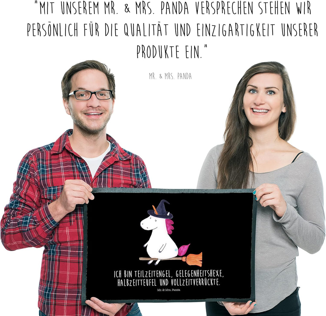 Mr. &amp; Mrs. Panda 50 x 75 cm Fussmatte Einhorn Hexe - Geschenk, Einhörner, Schmutzfangmatte, Einhorn
