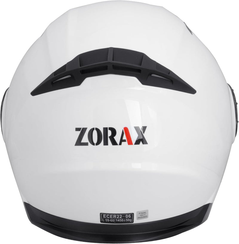 Zorax Weiss XL (61-62cm) ZOR-602 Offenes Gesicht Jethelme mit Doppelvisier Motorradhelm Damen und He