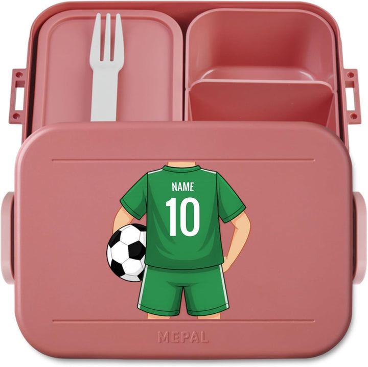 printplanet® Personalisierbare Brotdose „Layout Trikot Grün“ – Lunchbox/Bento Box von Mepal – mit ei
