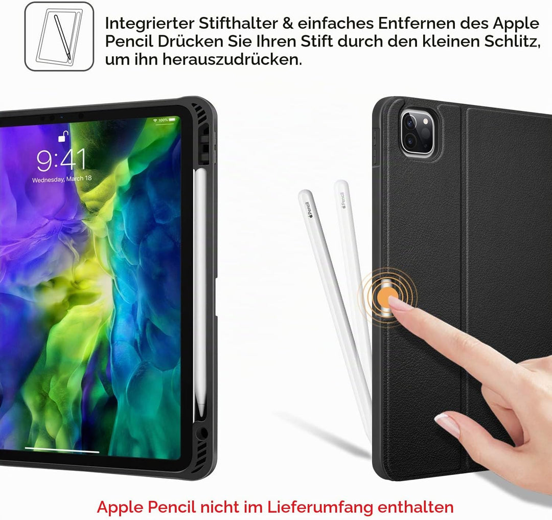 Fintie Tastatur Hülle für iPad Pro 11 Zoll 2020 &amp; 2018, Soft TPU Rückseite Gehäuse Schutzhülle mit P