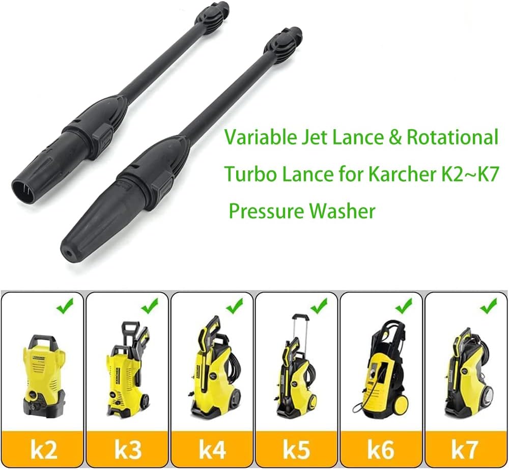Pressure Washer Variable Jet Lance and Rotating Lance, Spray Lances mit verstellbarem Düse und Turbo