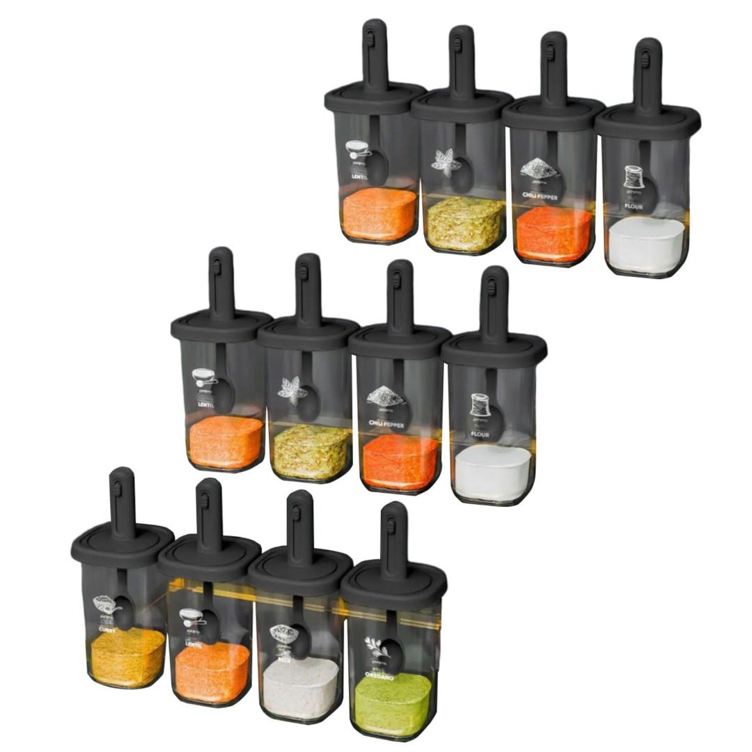 Gewürzbehälter Auswahl, Modernes Design Weiss Silber für Küche (12er Set | 350 ml L), 12er Set | 350