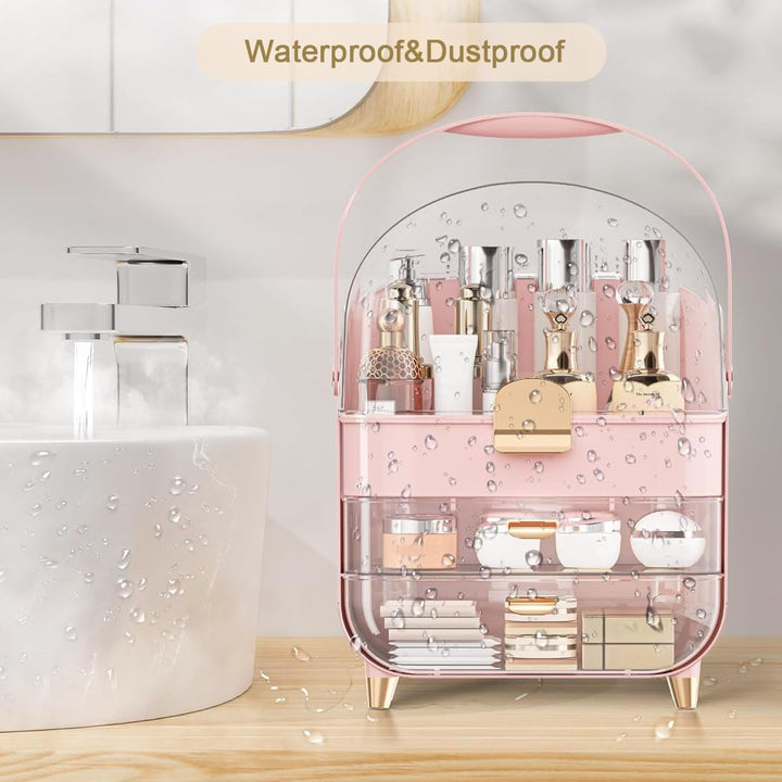 Make-up-Organizer, 2 Schubladen, Kosmetik-Organizer mit Deckel, Hautpflege-Organizer, Badezimmer-The