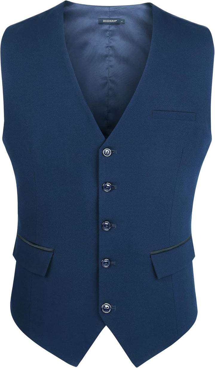 HISDERN Anzugweste für Herren Elegant Hochzeit Weste Klassische Einfarbig Casual Businessweste Forme