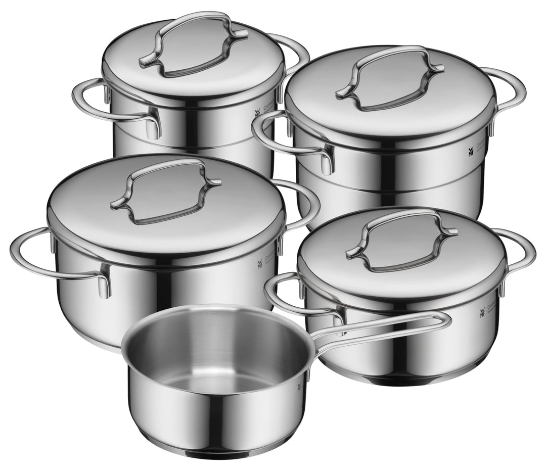 WMF Mini Topfset Induktion klein 5-teilig, Kochtopf Set mit Metalldeckel, Cromargan Edelstahl, Töpfe