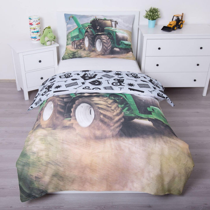 Jerry Fabrics Traktor Einzelne Baumwolle Bettbezug und Kissenbezug Set