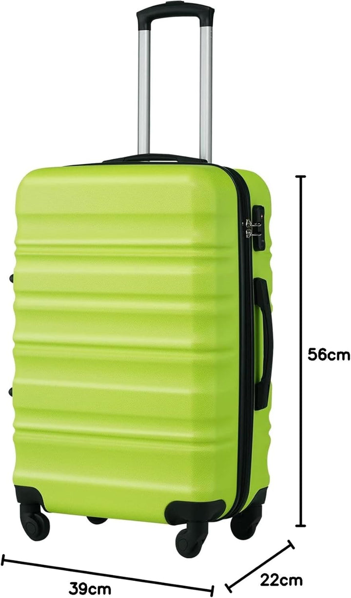 COOLIFE Hartschalen-Koffer Trolley Rollkoffer Reisekoffer mit TSA-Schloss und 4 Rollen (Grün, Handge