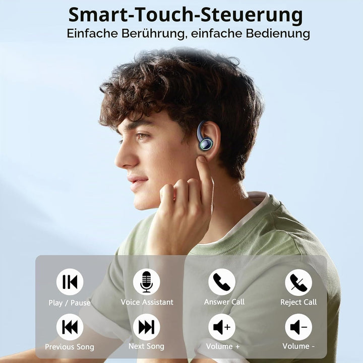 Rolosar Bluetooth Kopfhörer, Kopfhörer Kabellos Bluetooth 5.4 Sport, 50 std Spielzeit In Ear Kopfhör