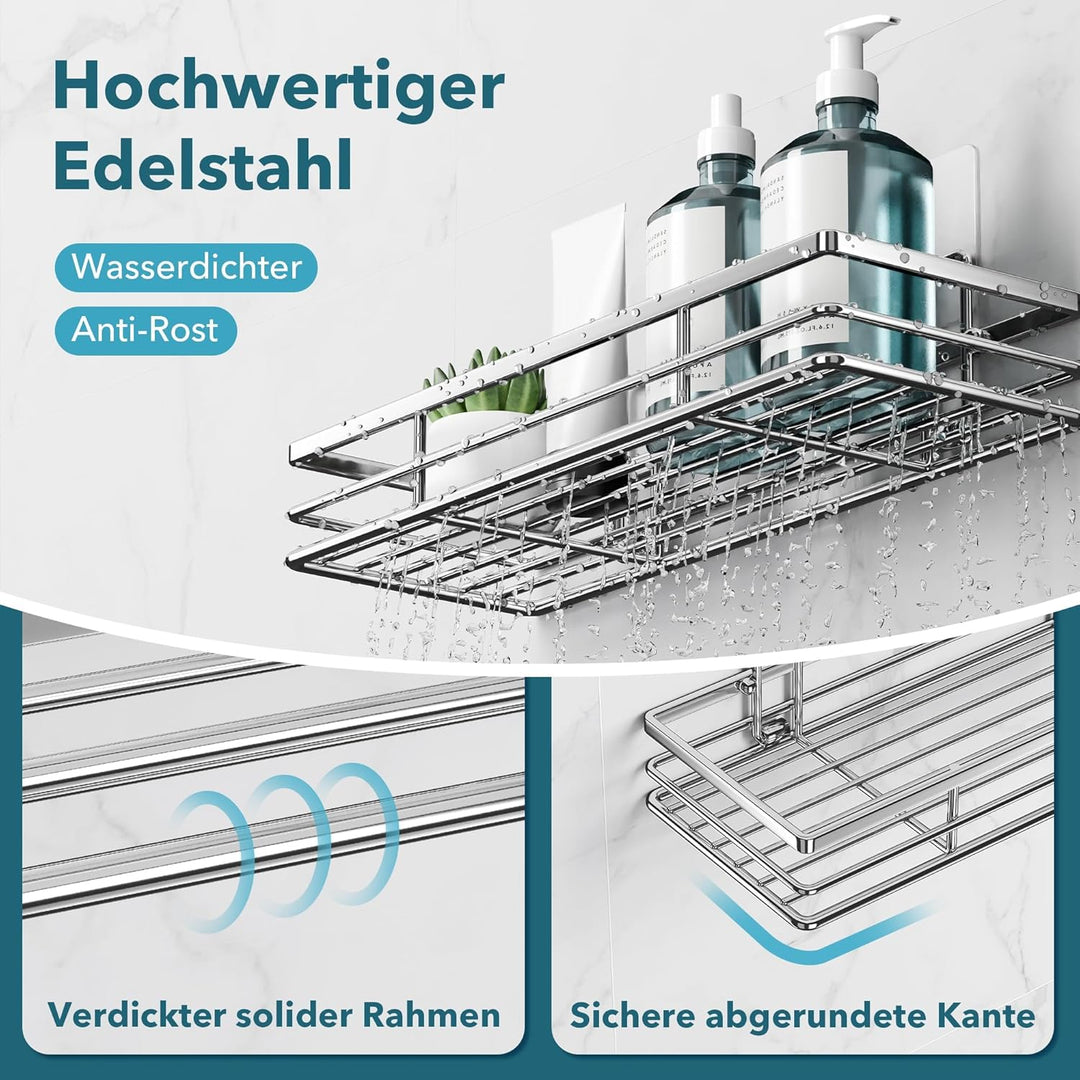 Duschablage Ohne Bohren 2 Stück Duschregal Duschkorb Badezimmer Organizer Badezimmer Regal Badregal
