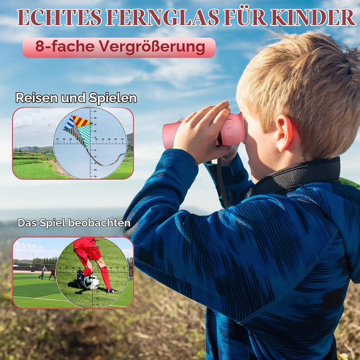 Raisand Rosa Fernrohr Kinder, Tragbares Monokulares Binoculars Mit Klarer Sicht, Fernglas Mit 8–12-F