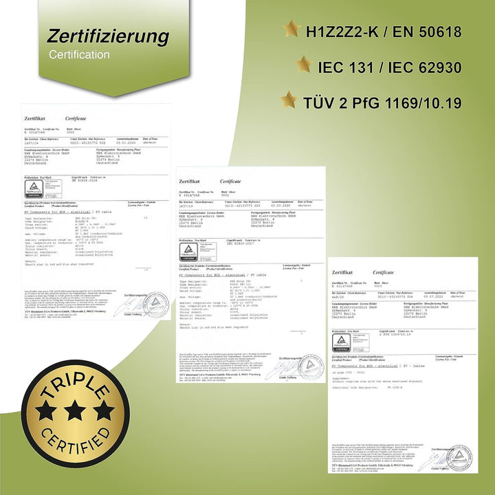 Verlängerungskabel beidseitig Solarstecker Solarkabel rot/schwarz 4mm² inkl. Stecker, Made in German