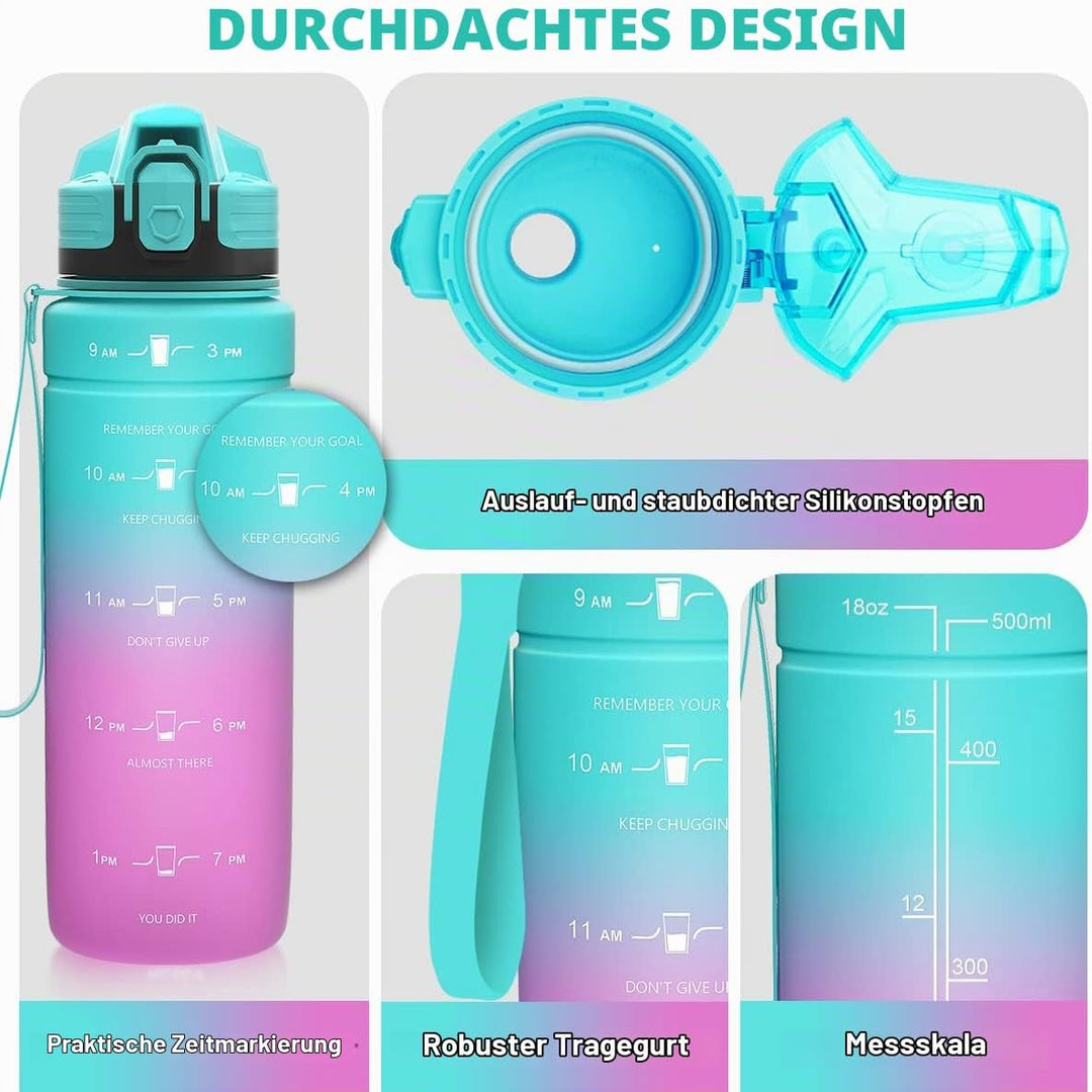 Zounich Trinkflasche Kinder Auslaufsichere 1L/700ml/500ml-BPA frei trinkflaschen Sport tritan Kunsts