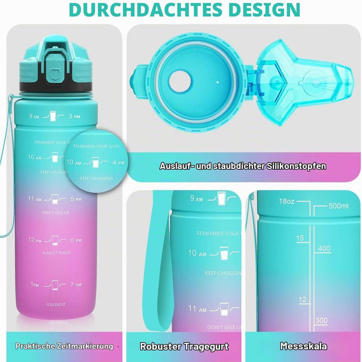 Zounich Trinkflasche Kinder Auslaufsichere 1L/700ml/500ml-BPA frei trinkflaschen Sport tritan Kunsts