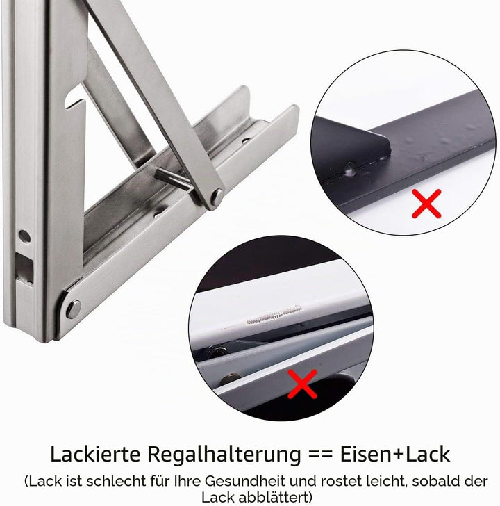 YUMORE Klappkonsole Schwerlast 550mm,Klappregalhalterungen Edelstahl Regalträger Max Load 330 lbs Wa