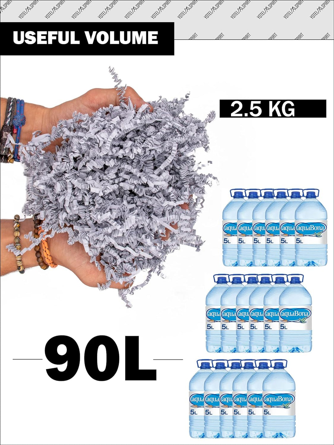 YOTEI SPIRIT® 2.5kg Geschreddertes Graues Papier für Geschenkbox – Füllmaterial für Pakete, Körbe, B