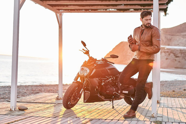 SHIMA HUNTER Motorradjacke Herren | Vintage Biker-Lederjacke Belüftet mit CE Rücken, Schulter und El