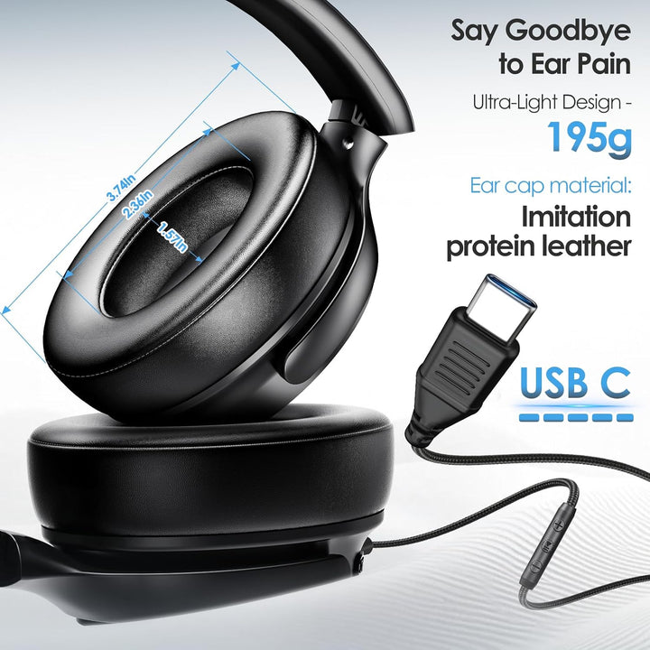 INFURTURE Kopfhörer USB C Kopfhörer mit Kabel Noise Cancelling Kopfhoerer Over Ear, 28 dB ANC, Leich