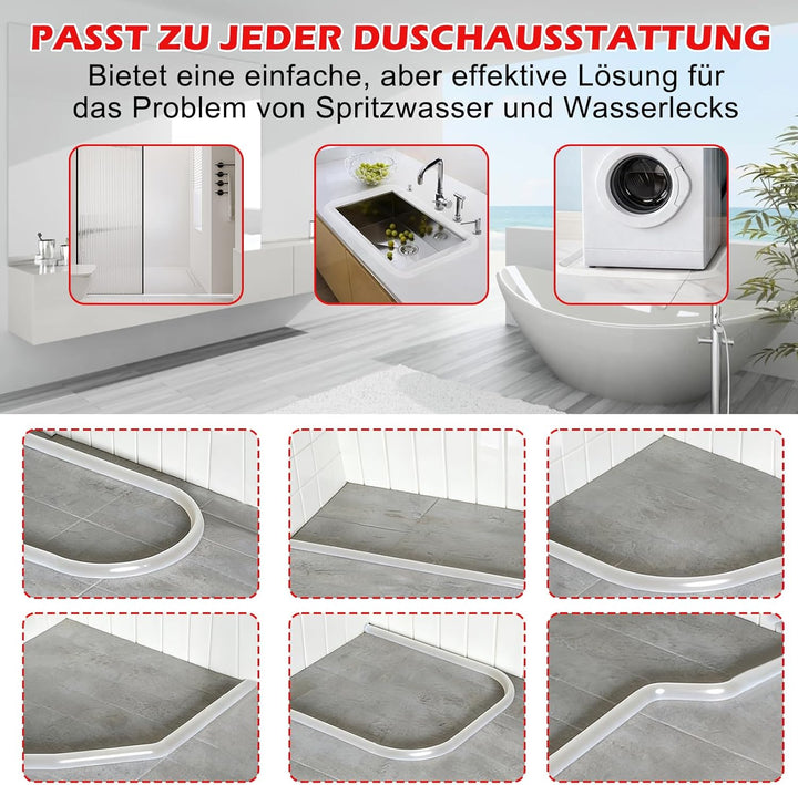 200cm Schwallschutzleiste Dusche Selbstklebend, Silikon Transparent Wasserstopper Dusche Boden, Hohl