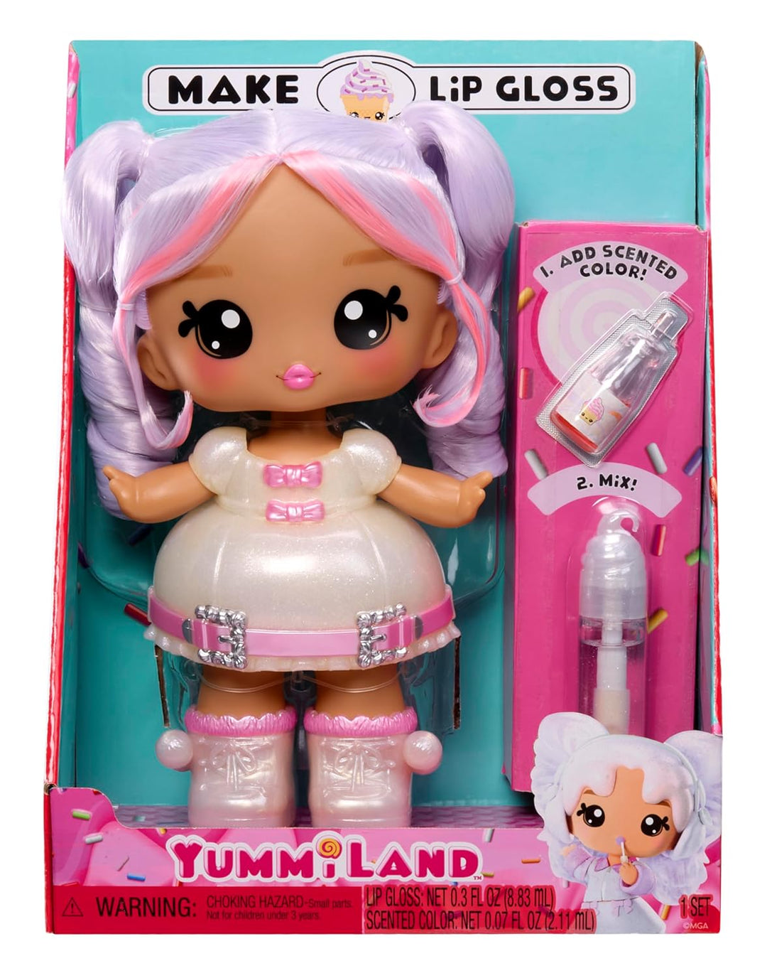Yummiland Large Doll - Ava Ice Cream – Enthält 1 Puppe, Duftenden Lipgloss zum Selbermachen, Anpassb
