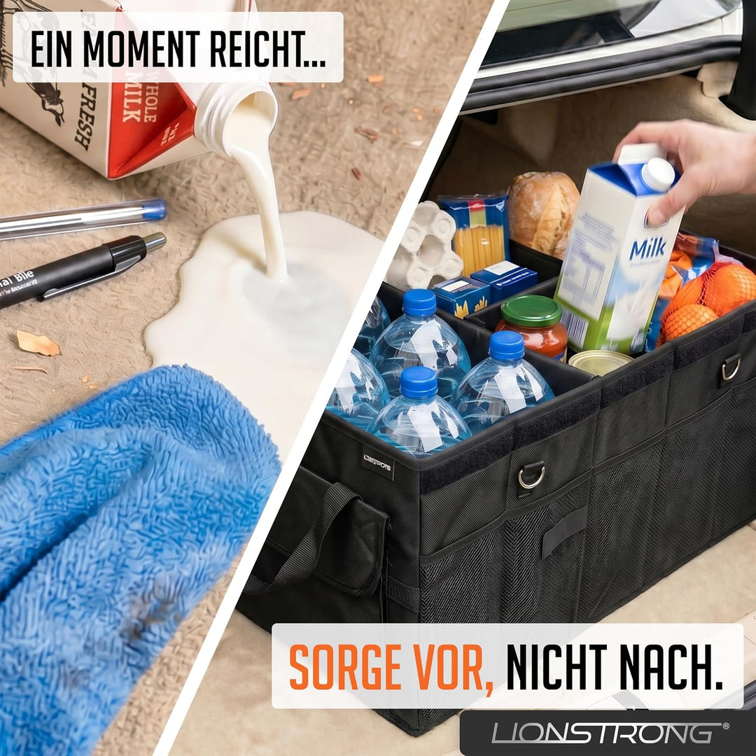 LIONSTRONG® Kofferraum-Organizer Box – Faltbare & rutschfeste Aufbewahrungsbox mit Tragegriffen und