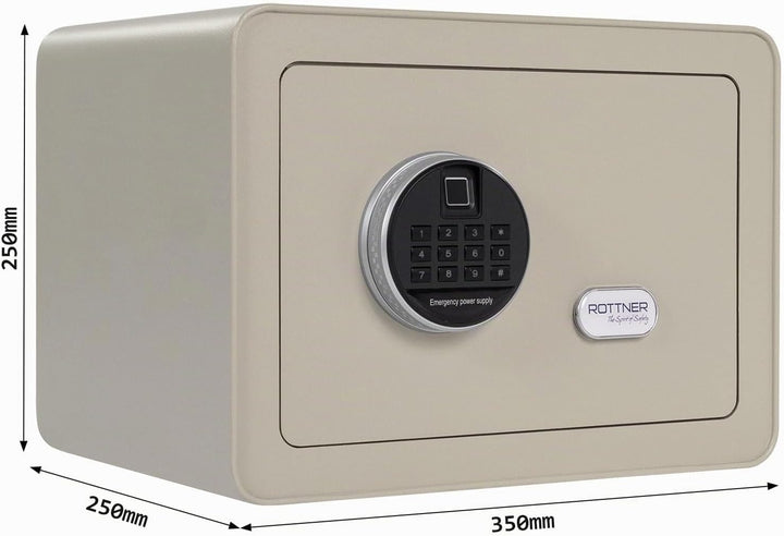 Rottner Möbeltresor Vintage-Grey Stahl Elektronikschloss Fingerprint mechanische Notöffnung Innenbel