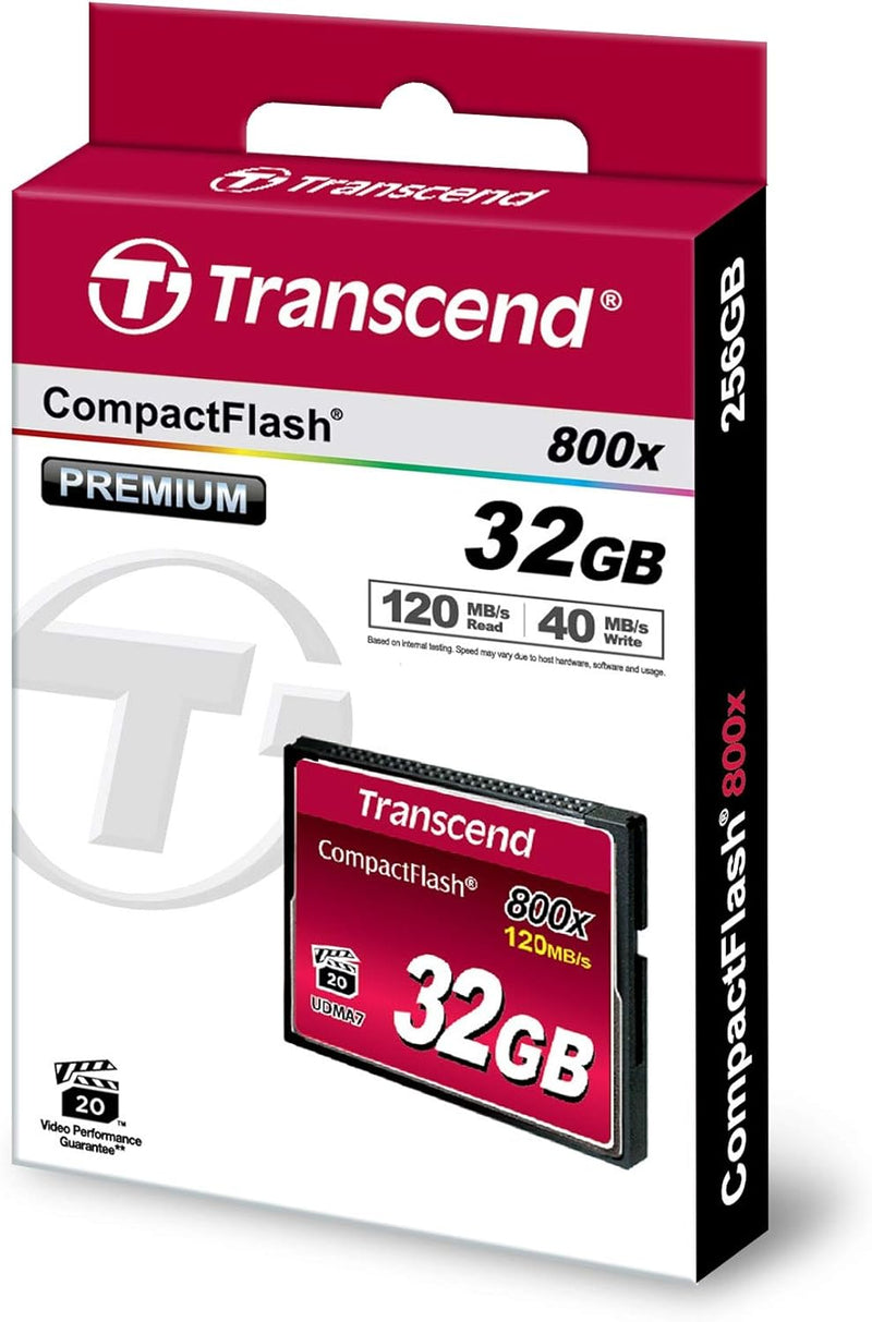 Transcend 32 GB CompactFlash 800 Speicherkarte TS32GCF800 32GB CF800x, 32GB CF800x