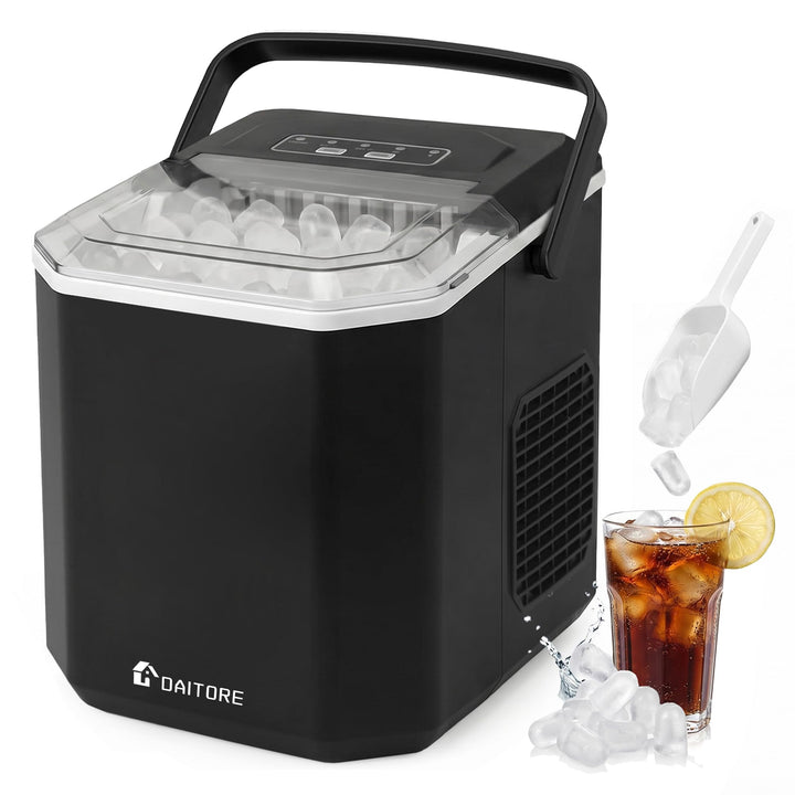 Eiswürfelmaschine Klein, Eiswürfelbereiter mit Tragbarem Griff, 2 Eiswürfel Grössen, 9 Würfel in 6 M