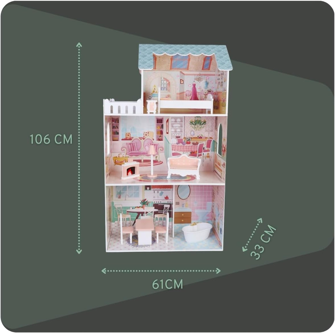 Bandits & Angels Puppenhaus aus Holz, rosa/Blaue Angels City House ab 3 Jahren, 106 cm hoch – inklus