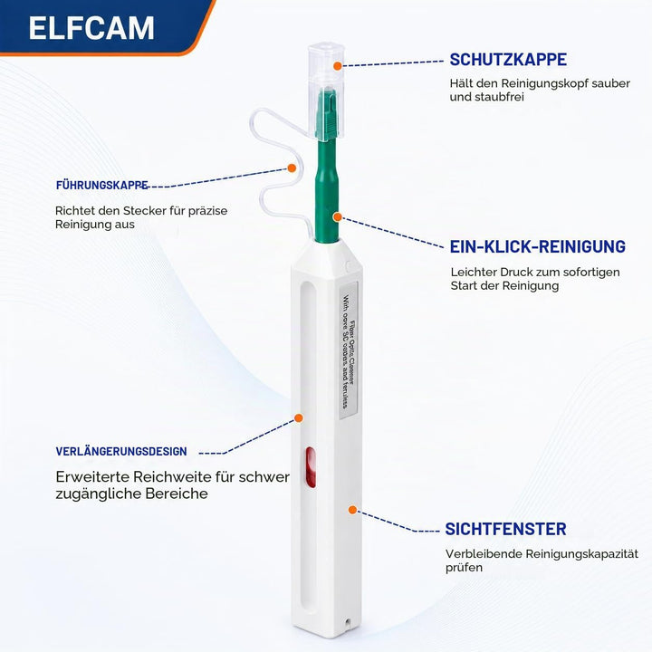 Elfcam® - Glasfaser Reinigungsstifte, LWL Reinigungsstift für FC/SC/ST/ E2000 Steckverbindungen, Übe