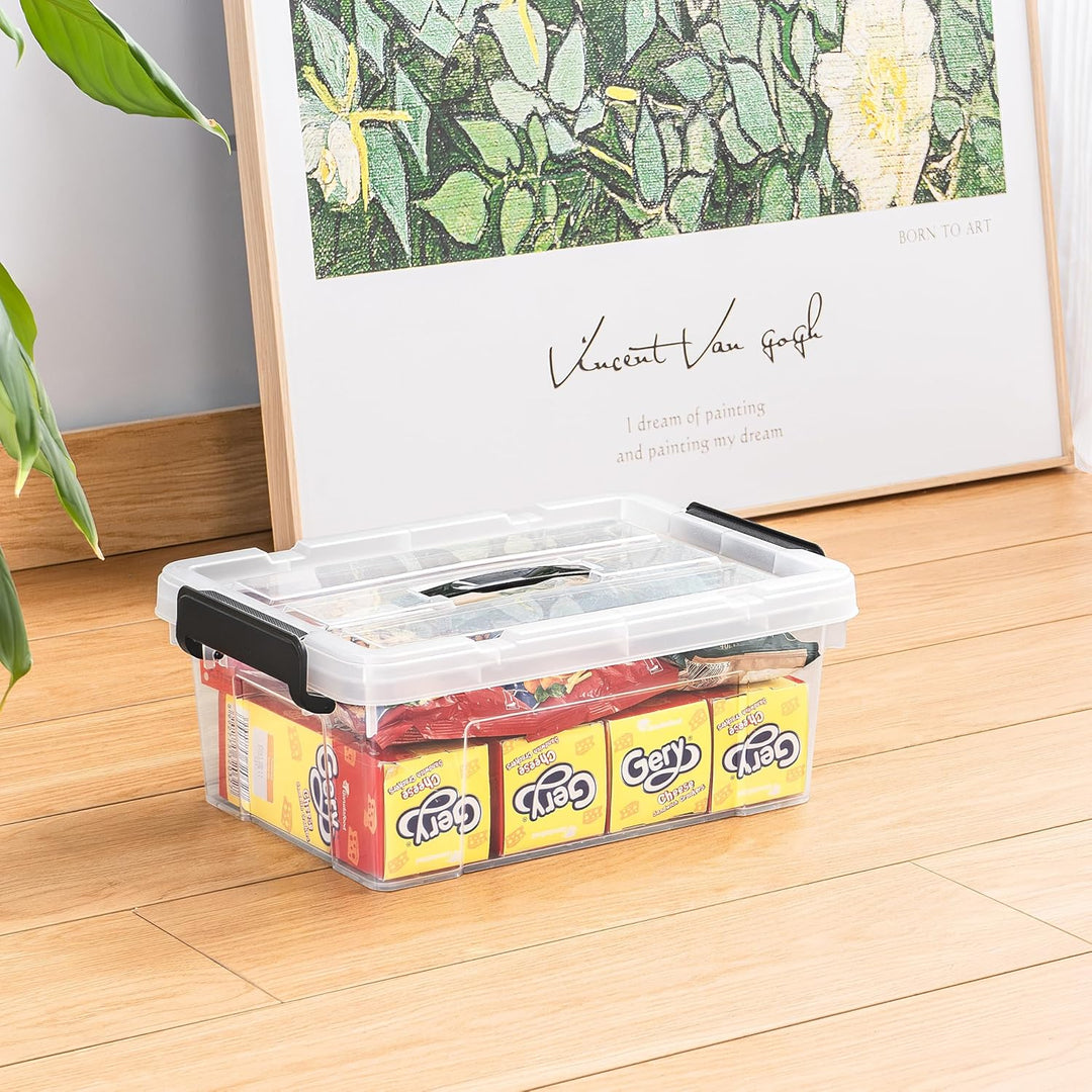 Cetomo,15L,3er-Pack, Aufbewahrungsbox mit deckel,Aufbewahrungsboxen, mit Clips, stapelbar, Wohnzimme