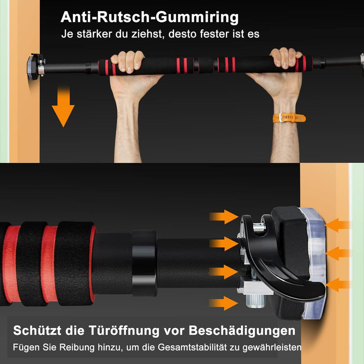 GOPLUS Klimmzugstange für Türrahmen ohne Schrauben, 65-100 cm verstellbare Trainingsstange mit Schlö