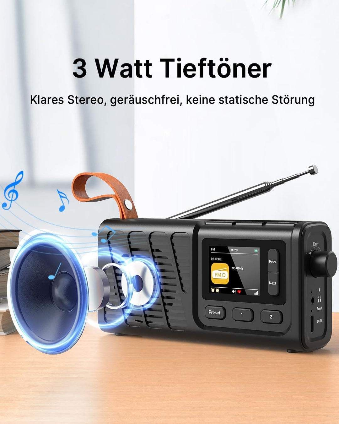 Tragbares DAB-Radio mit Bluetooth, USB wiederaufladbares FM-Radio, batteriebetriebene Digitalradios