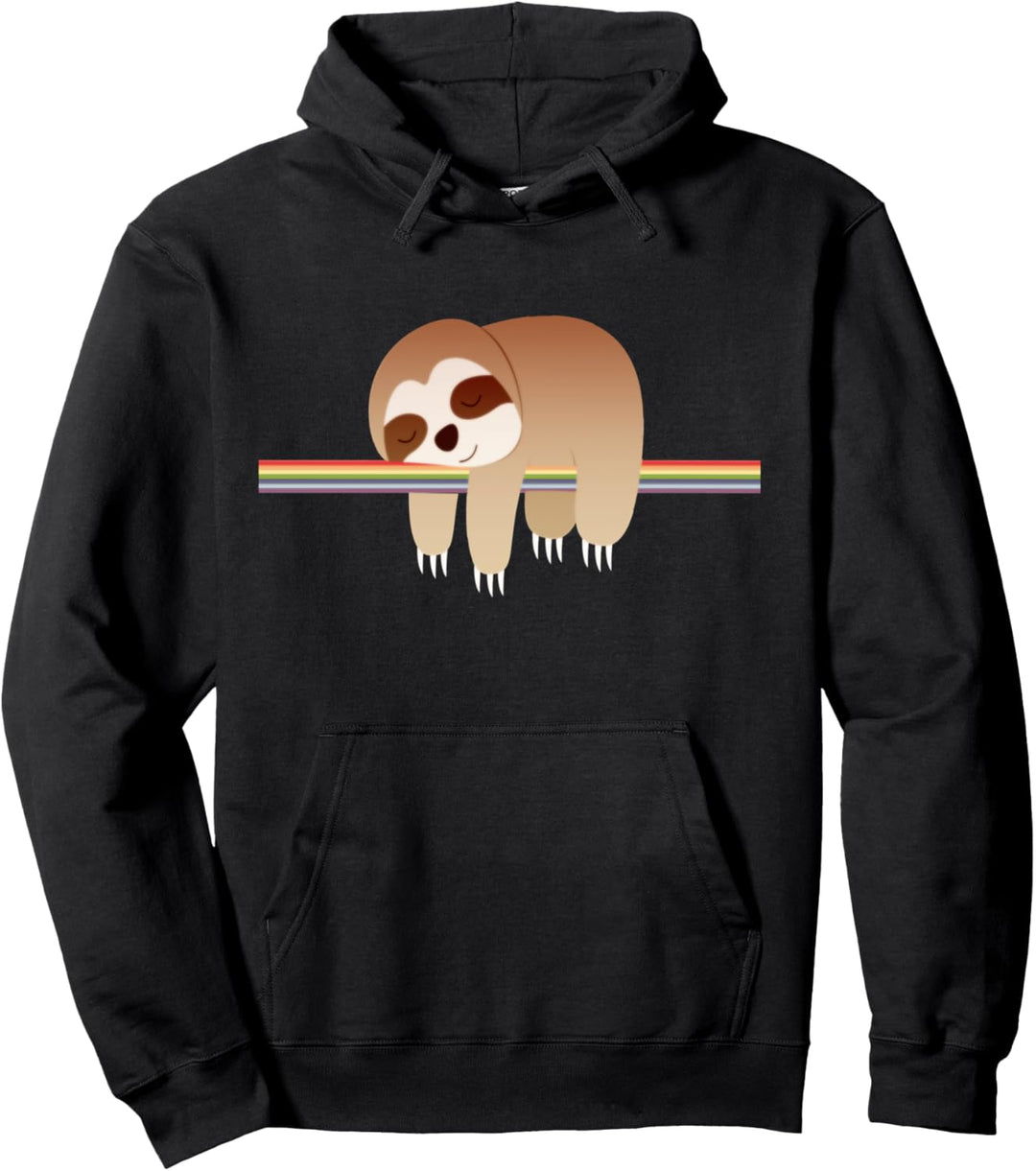 Sloth Sleeping on a Rainbow Pullover Hoodie