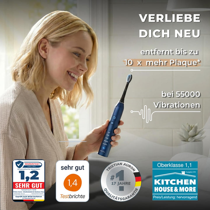 Elektrische Schallzahnbürste 55000 VPM, risikofrei 100 Tage testen | Tristan Auron Business Class Do