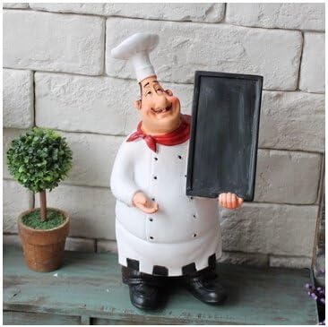 KiaoTime 98915HB Italienische Chef-Figuren Küchendekoration mit Kreidetafel, Küchenfigur, Sammlerstü