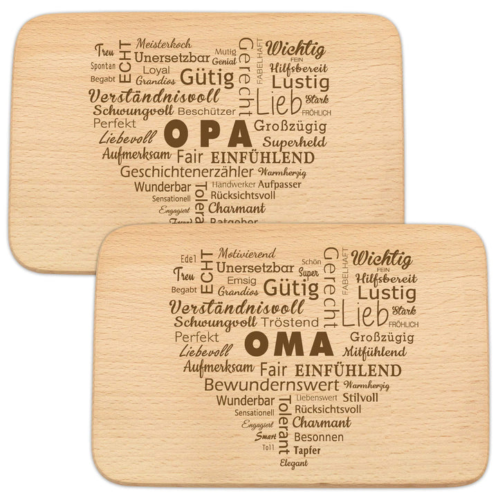 Spruchreif · 2er Set Frühstücksbrettchen Oma und Opa · Brotzeitbrett mit Gravur · Geschenkidee Gross