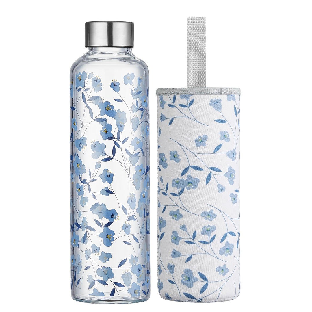 1 liter Glasflasche Trinkflasche Glas Sport Borosilikat Glass Bottle Wasser Flasche mit Neopren-Hüll