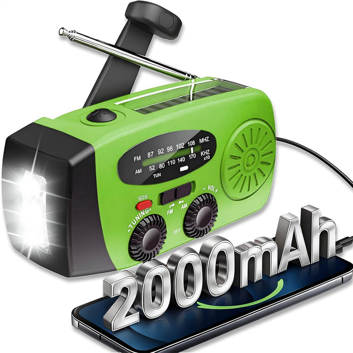 Kurbelradio mit Solar - Radio mit Kurbel und Solar Notfall Weltempfänger, mit AM/FM-Wetterfunk/SOS-A