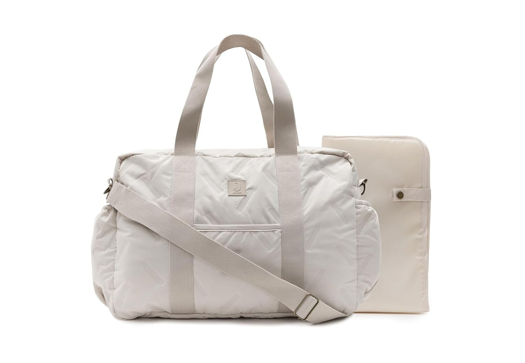 Jollein Wickeltasche Embossed Lily – Sand – Stylische Wickeltasche mit Geprägtem Muster – Wasserabwe